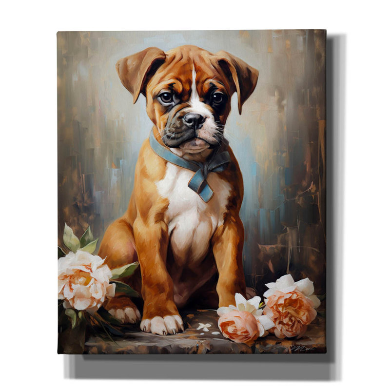 «Puppy Of Boxer Dog» par Momart, art mural sur toile, H 24 po x l 20 po x P 0,75 po