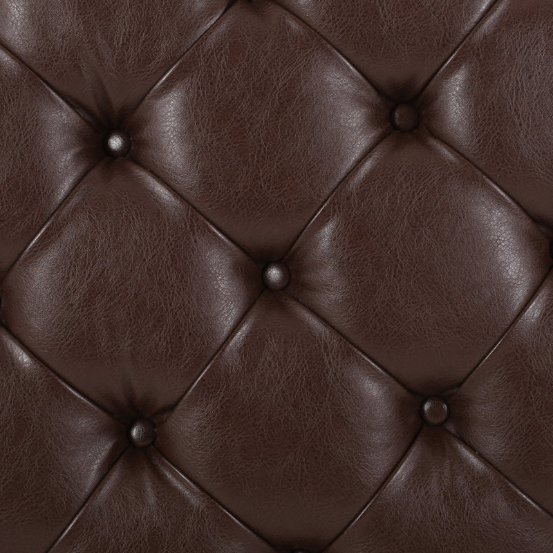 Faux Leather Ottoman, Dark Brown