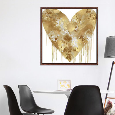 Big Hearted Gold And White by Lindsay Rodgers - Print on Canvas