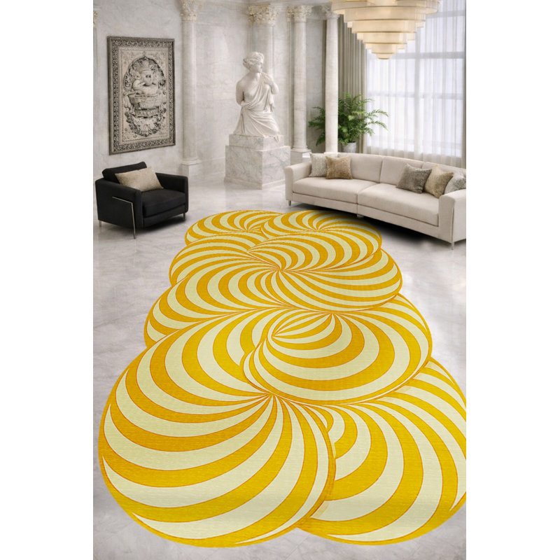 Tapis vert tissé à motif floral lavable Mosso, 3'11" x 5'11"