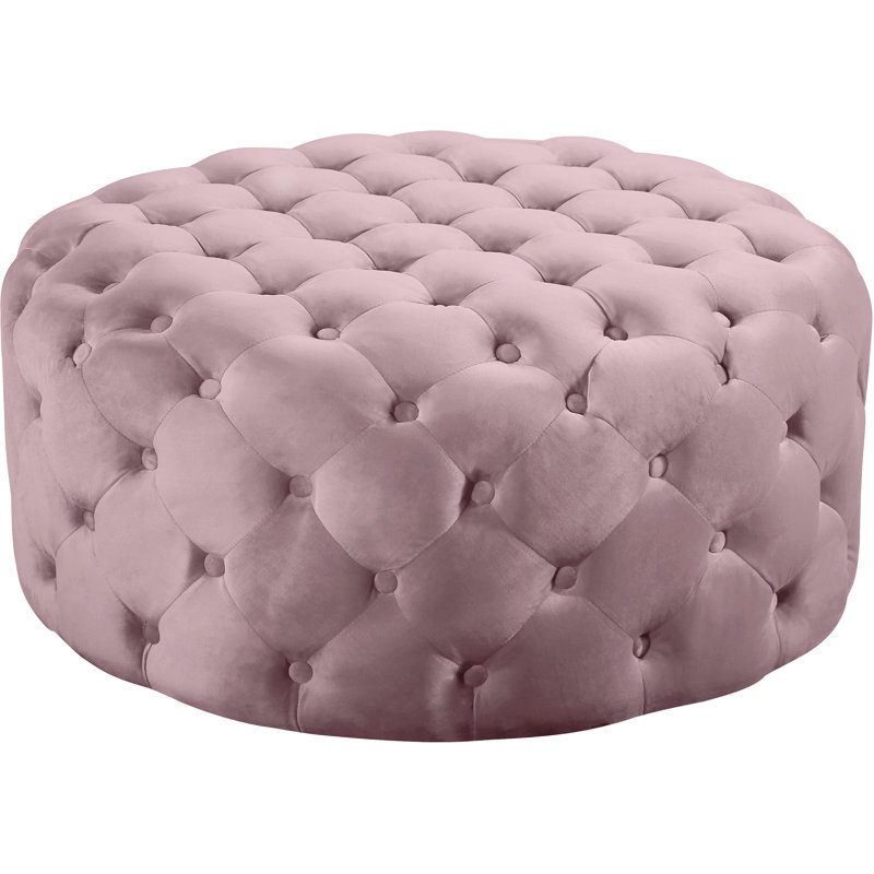 Plattsburgh Velvet Ottoman, Pink Velvet
