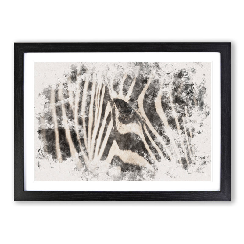 Eye Of The Zebra - Single Picture Frame Painting on MDF, 45cm H x 63cm W x 2cm D, Black Framed