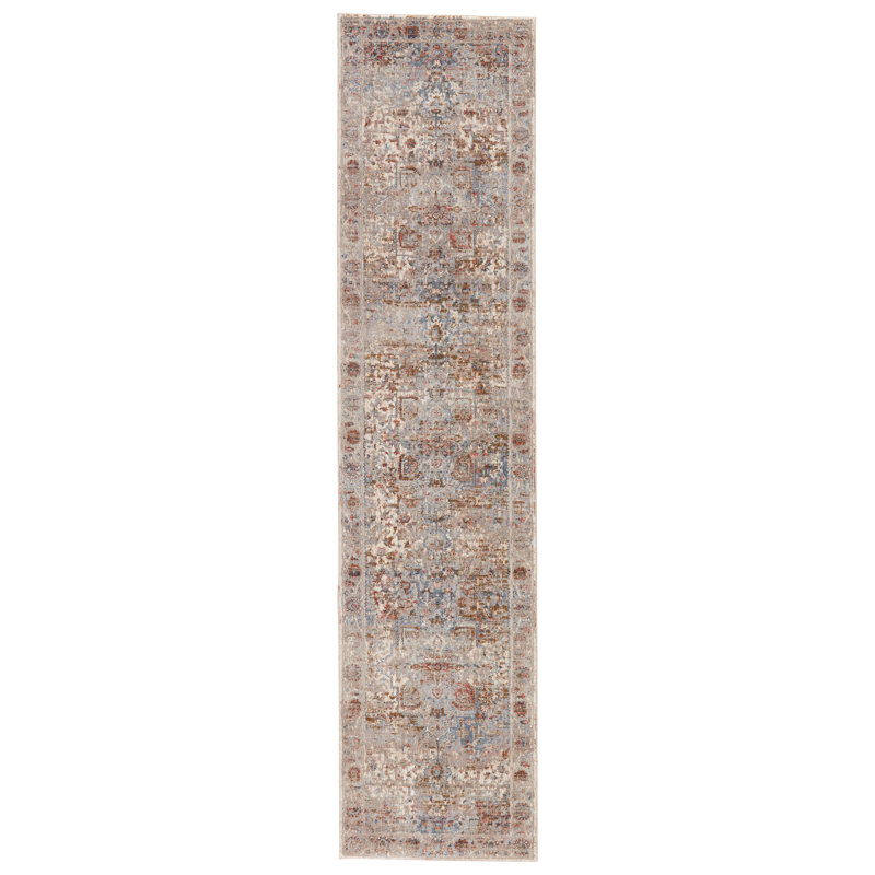 Oriental Gray/Golden Tan Area Rug, Runner 3' x 8'