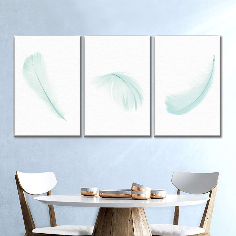 Impression sur toile de plumes de menthe douce, H 15 po x l 32 po x P 1,25 po