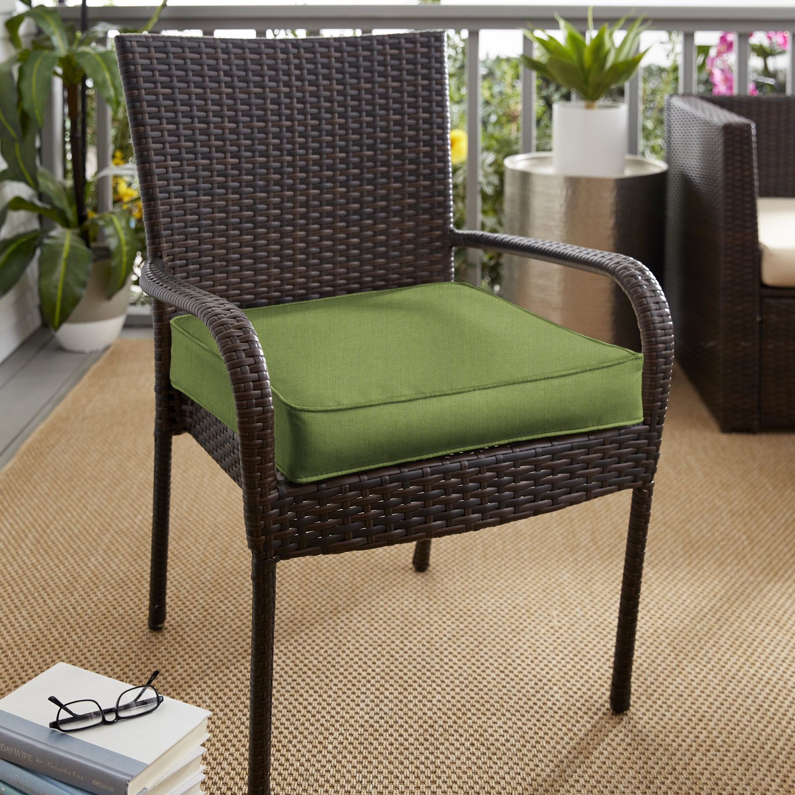Sunbrella® Seat Cushion, Spectrum Cilantro Sunbrella® Plainweave, 20" H x 20" W x 2" D