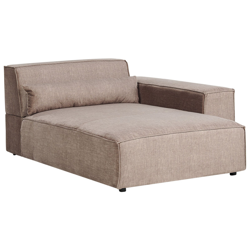 Netanya Upholstered Chaise Lounge, Right Hand Facing, Brown Fabric