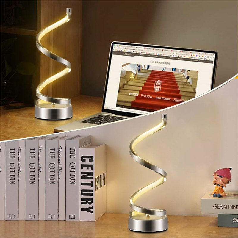 Spiral LED Table Lamp With Remote Control, Three Color Dimmable Bedside Lamp With Timer, 2 Lighting Modes, Modern Minimalist Design Desk Lamp,Suitable For Living Room,Bedroom And Desk