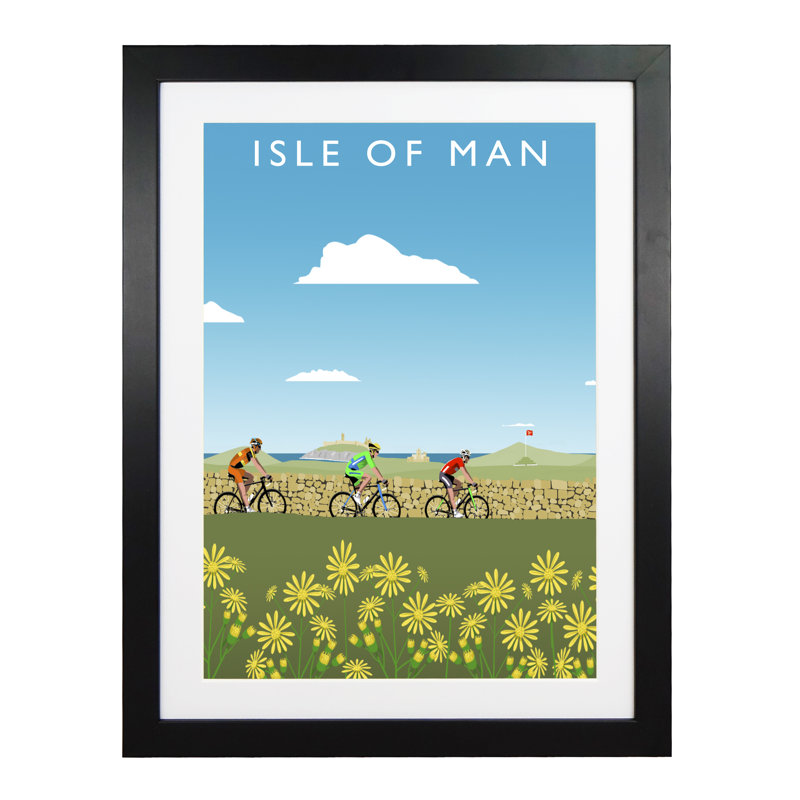 Isle Of Man Cycling by Richard O'Neil - Print, 43.5 cm H x 33.5 cm W x 2.2 cm D, Black Wood Frame
