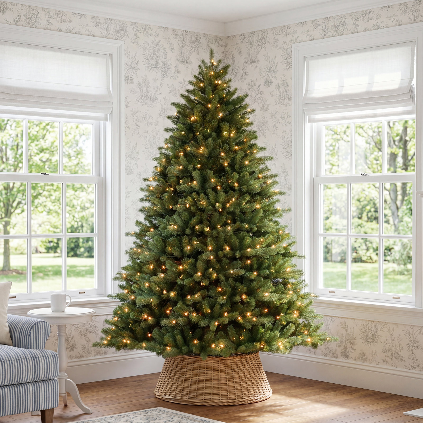Lighted Artificial Christmas Tree, 6.5' H