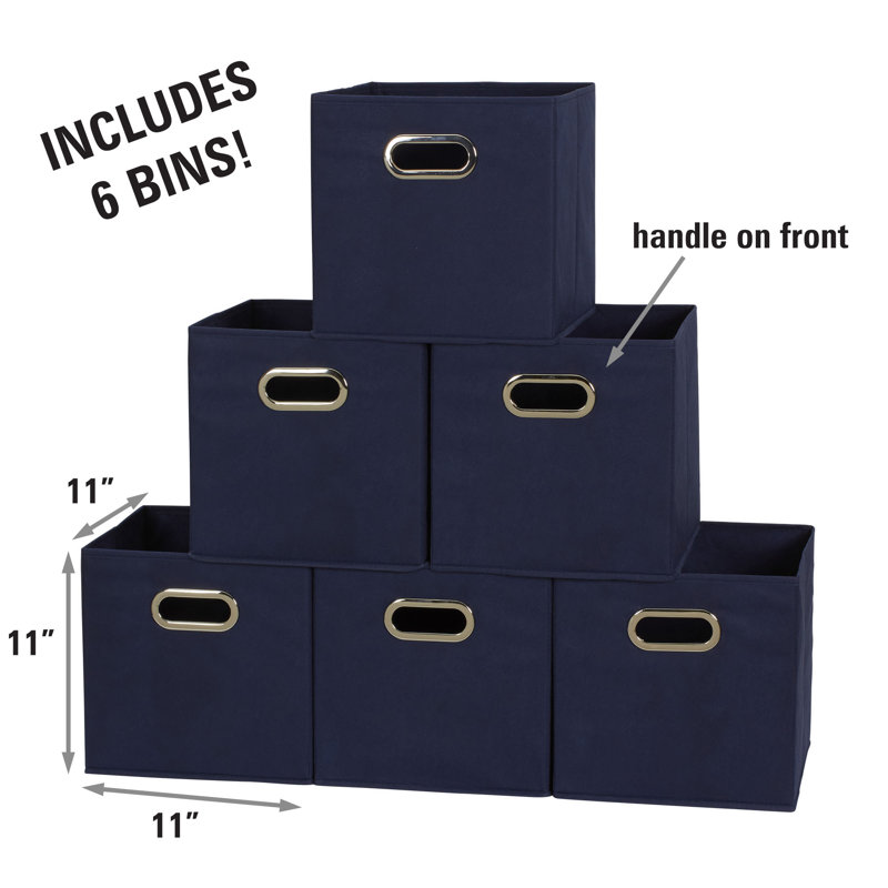 Bacs de rangement ouverts en tissu, Marine