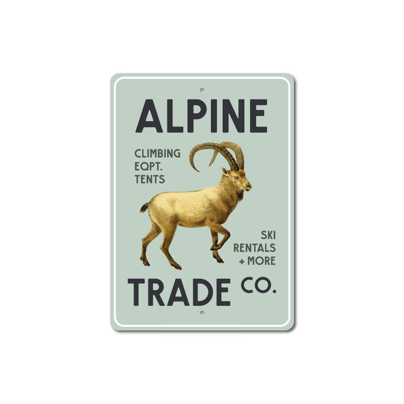 Enseigne en aluminium Alpine Trade Company, H 14 po x l 10 po x P 0,04 po