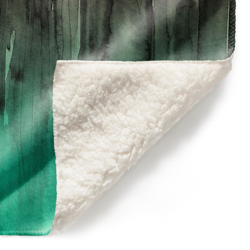 Couverture de sherpa doux vert rose forest trees, l 51 po x L 60 po