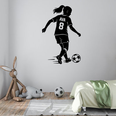 Custom Soccer Wall Sticker – Personalized Player Name Sport Decal For Walls, Doors & Windows, Durable Vinyl, Simple Installation & Removal, Room Decor, Good Gift Idea DS-28