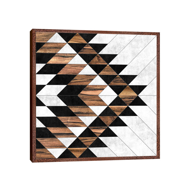 Urban Tribal Pattern No.9 by Zoltan Ratko - Print on Canvas, Classic Brown Wood Framed, 45.72 cm H x 45.72 cm W