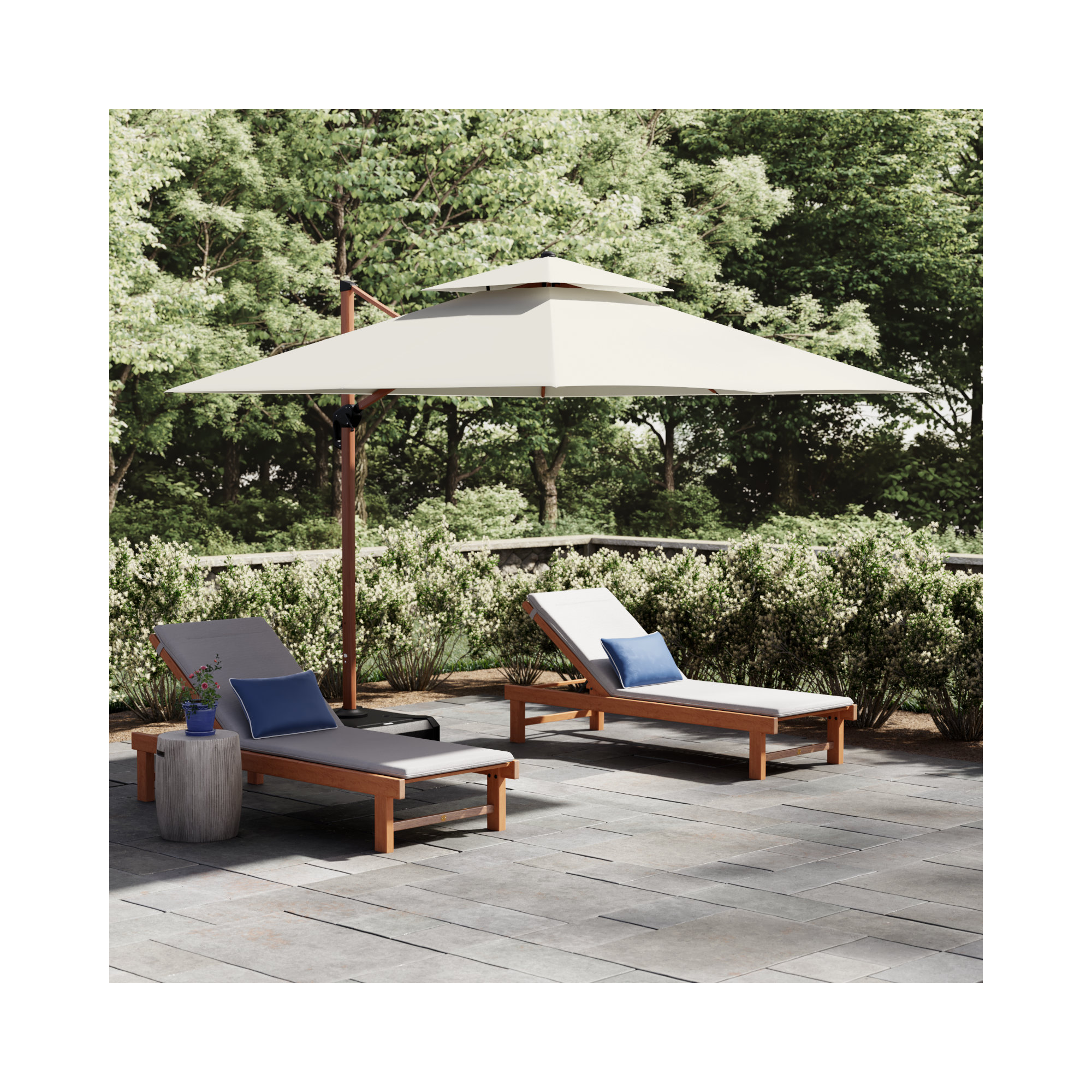 Waddell 120'' Cantilever Outdoor Umbrella, Cream