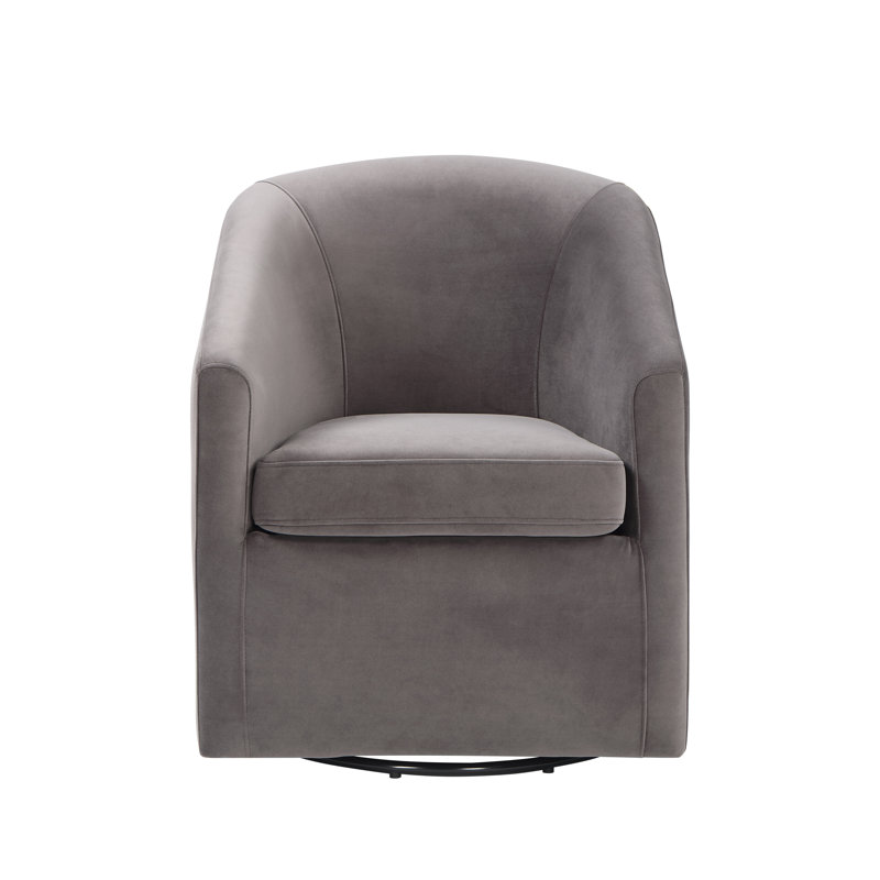 Fauteuil demi-tonneau pivotant en velours Biatris , Velours gris brouillard