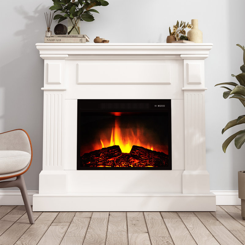 Electric Fireplace With Mantel, 43"W×11"D×40"H, 44" H x 55" W x 13.5" D