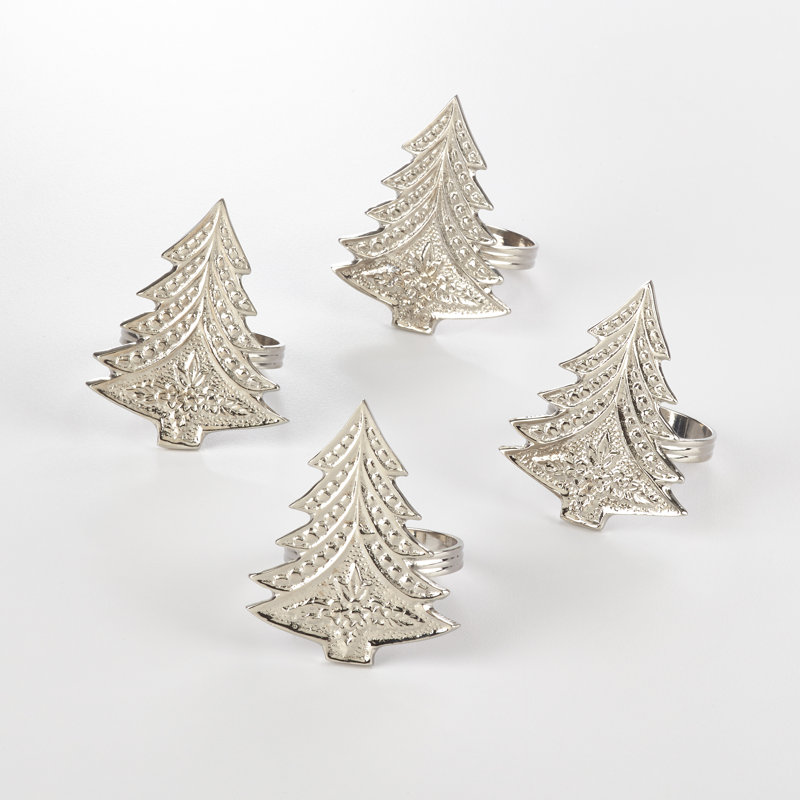 Anneau de serviette de noël arbre de noël, Argent