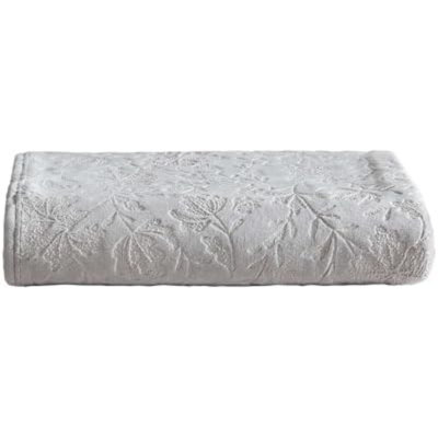 Jeté, literie en peluche ultra douce et gaufrée, couverture pour canapé et lit (Woodblock floral blanc, 50 po x 70 po)