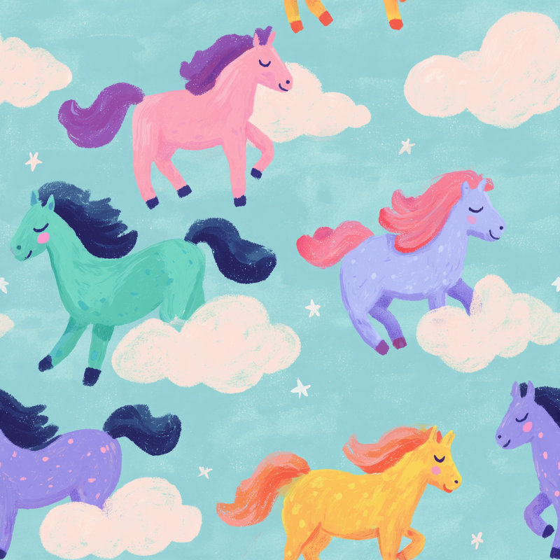 Papier peint fantaisiste, pastel, chevaux, chambre de bébé décorative, Peel and Stick