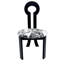 Key - conception de chaises de salle à manger noires de 2 avec revêtement en lin, coussin rond blanc, motif grain de bois, assemblage ergonomique et lisse pour la cuisine de siège rembourrée en velours massif
