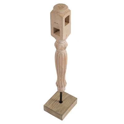 Wren Tabletop Accent Decoration, Turned Detail Iron Rod, Brown Wood 30 Inch