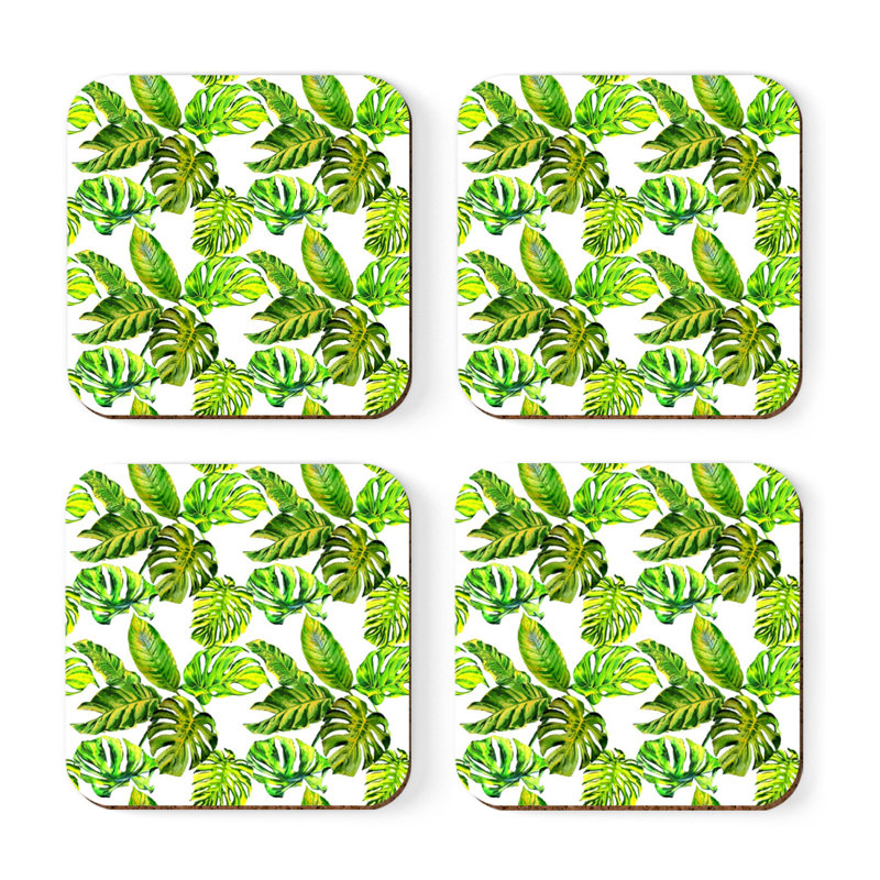 Sous-verre à feuilles carrées Palm Monstera
