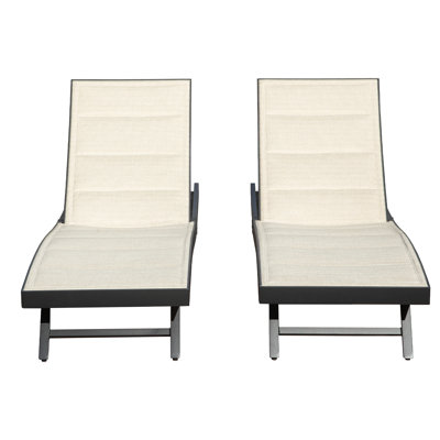 Ensemble de 2 chaises longues de patio, chaises longues d'extérieur, chaise longue en aluminium textilene avec dossier réglable