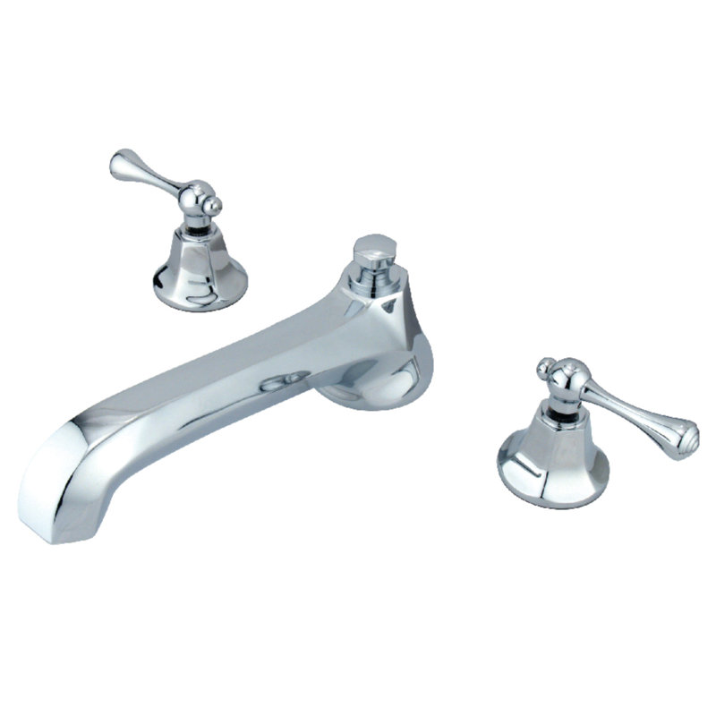 Kingston Brass Vintage Two-Handle 3-Hole Deck Mount Roman Tub Faucet, Polished Chrome