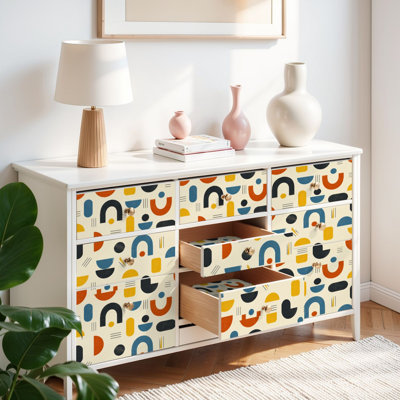 Papier peint auto-adhésif à motifs géométriques abstraits Mid Century