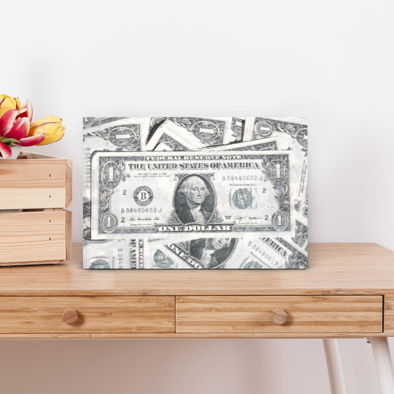 American Dollar Bills Contemporary Wall Art Print 1 Piece Wrapped Canvas Wall Art, 30.48cm H x 45.72cm W