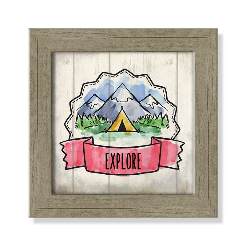 «Adventure is out There 2», art encadré, Encadré plat de bois de grange gris, H 8 po x l 8 po x P 0,6 po