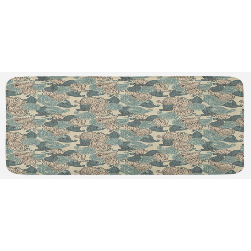 Traditional Floral Synthetic Kitchen Mat