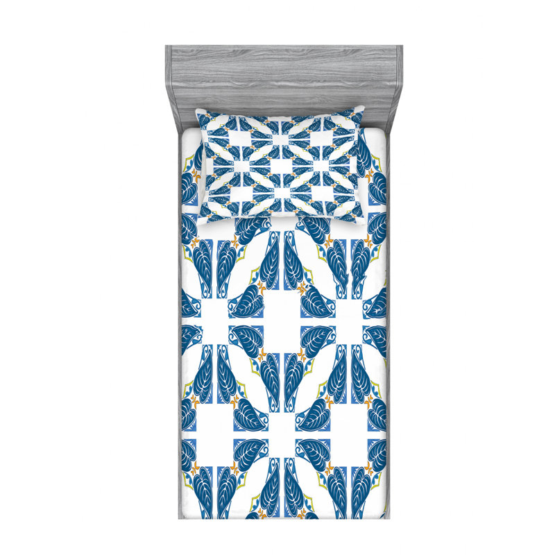 Microfiber Floral Sheet Set, Twin Sheet Set with Fitted Sheet