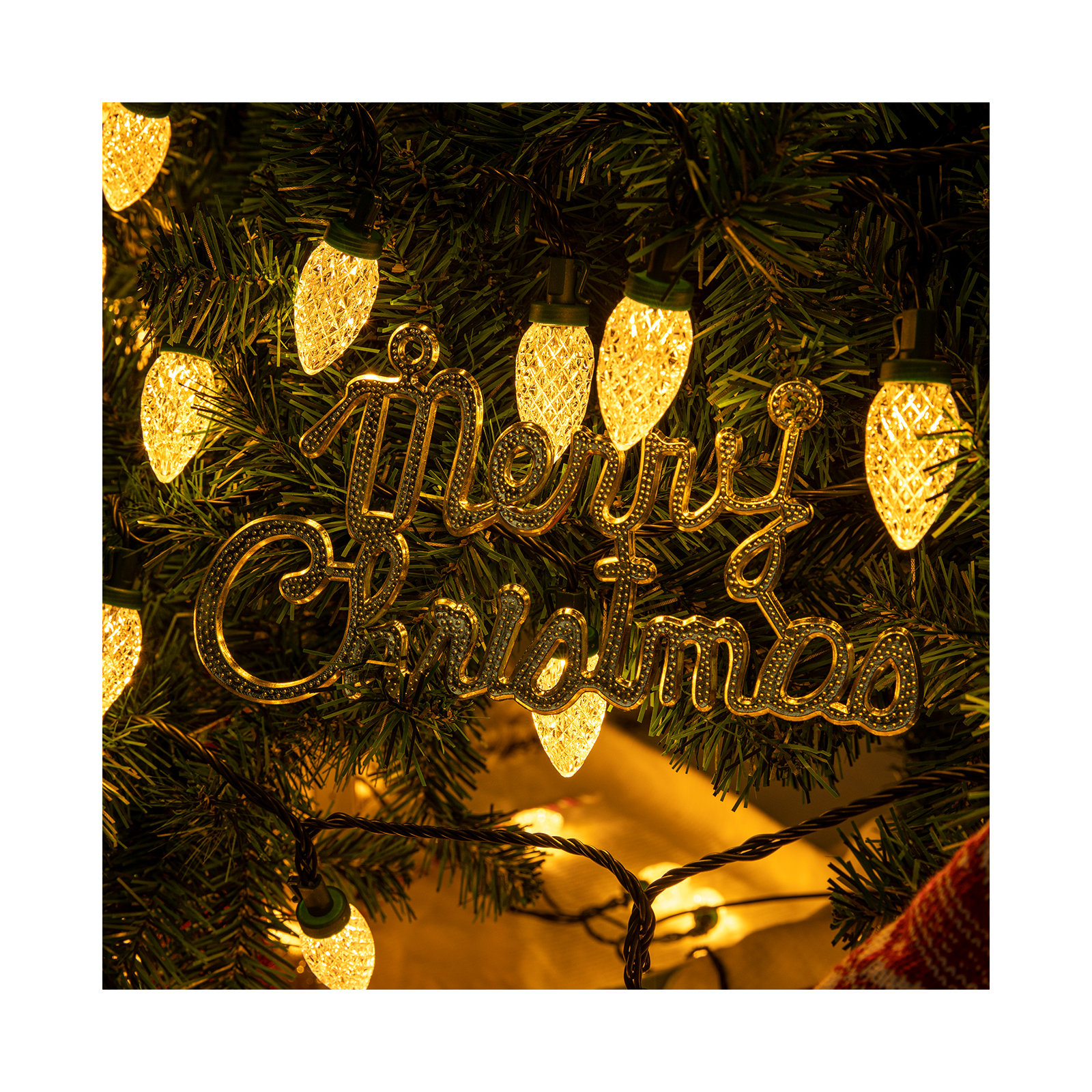 C9 LED Christmas String Lights, Warm White, 100