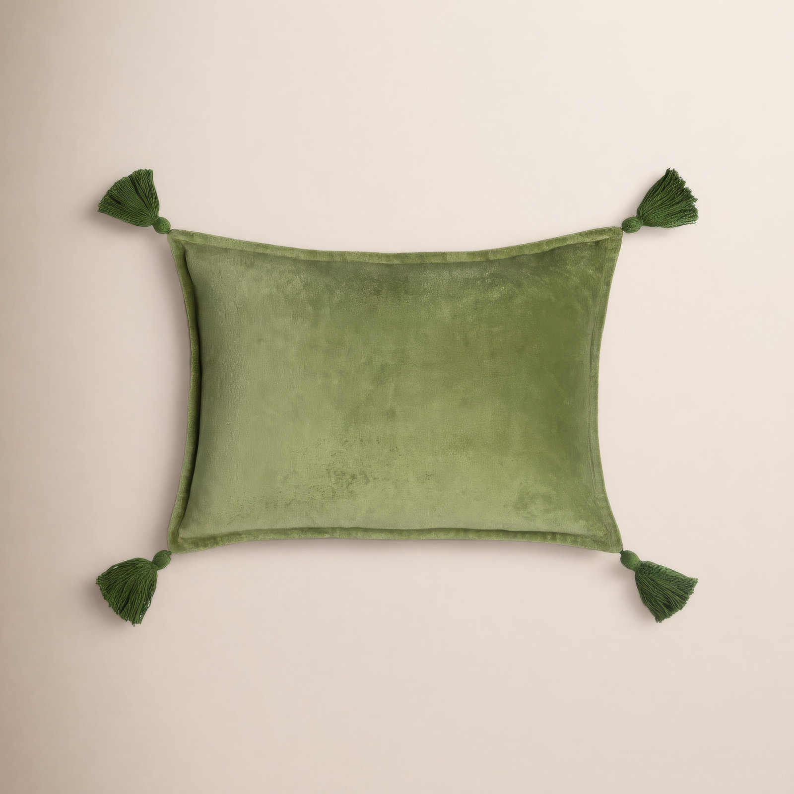 Norwin Tassels Cotton Lumbar Throw Pillow, Grass Green, Pillow Cover Only - No Insert