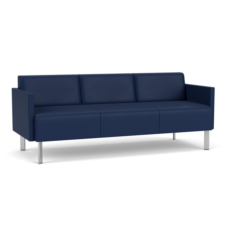 Luxe Lounge Reception Sofa, Silver Steel, Modena Ink