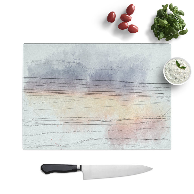 Tempered Glass Cloud Stripes Chopping Board, 20 cm x 28.5 cm
