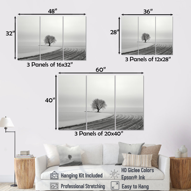Paysage d'hiver photo II - ensemble d'art mural paysage d'hiver, Toile tendue, H 40 po x l 60 po x P 1 po