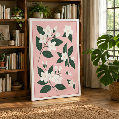 White Flowering Stems Botanical - Wrapped Canvas