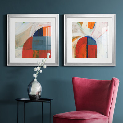Bleu orange III - ensemble de 2 reproductions d'art graphique
