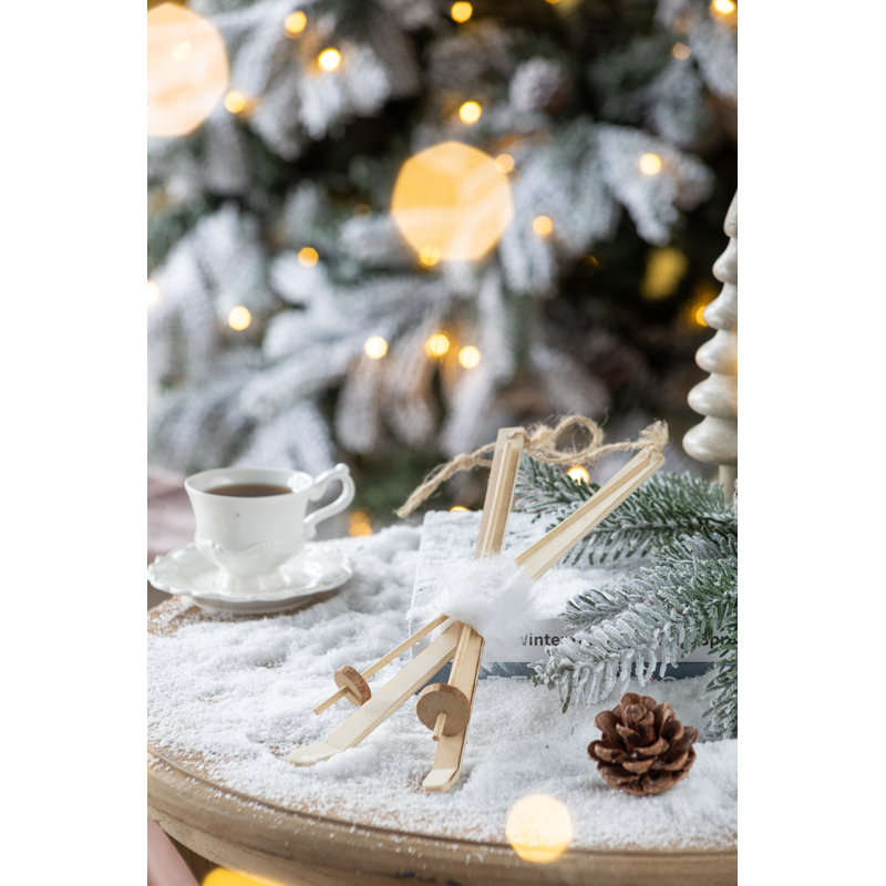 S/6 10.5X4" Wood Skis Ornament