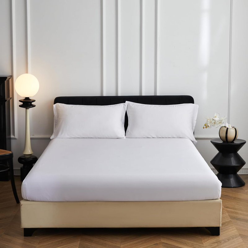 Drap-housse 100% 100% rayonne de bambou, Drap-housse grand, Blanc uni
