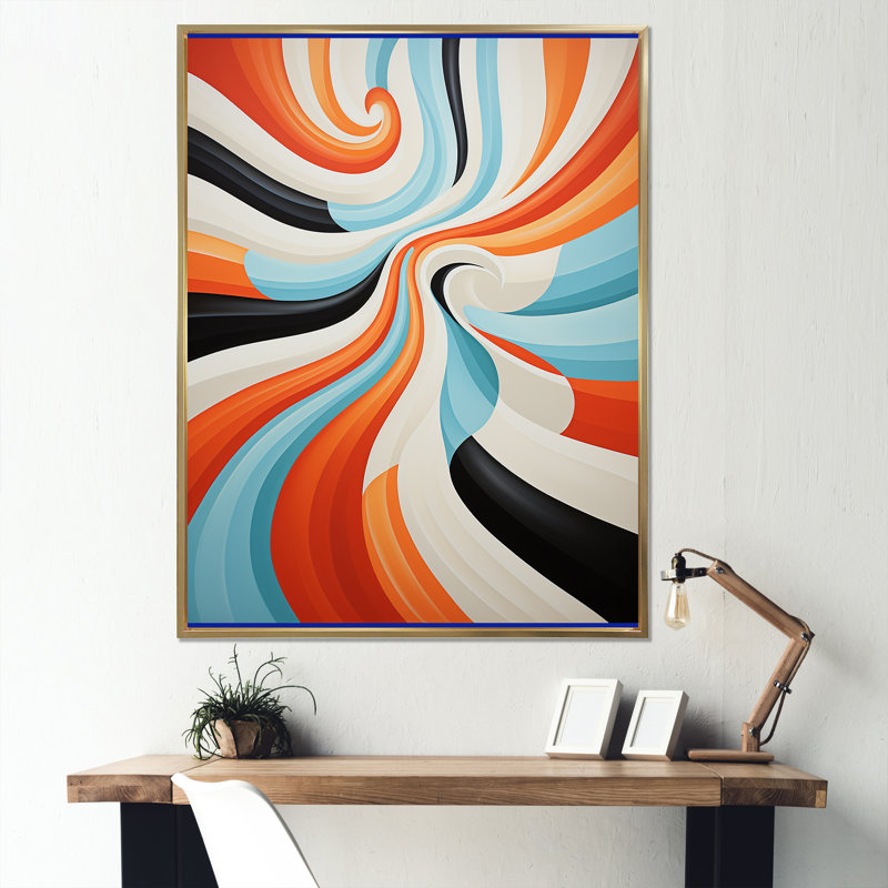 «Imtithal Orange Mid Century Optic Illusions I», reproduction d'art sur toile, H 32 po x l 24 po x P 1 po