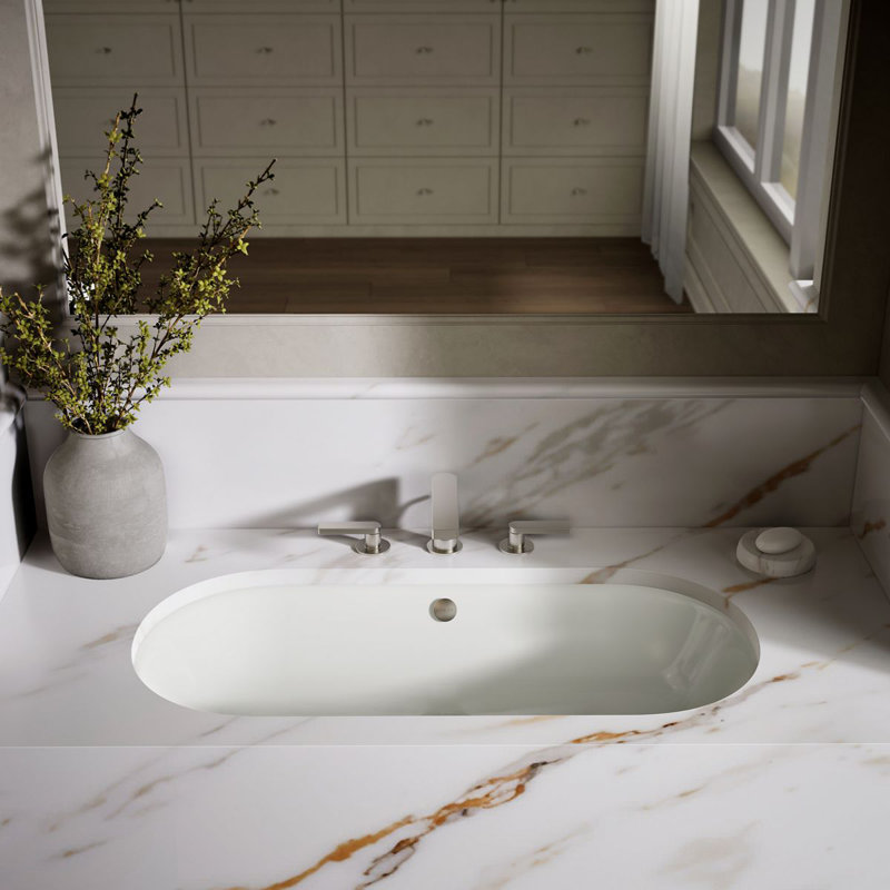 Iron Plains Metal Rectangle Dual Mount Bathroom Sink with Overflow, Dune