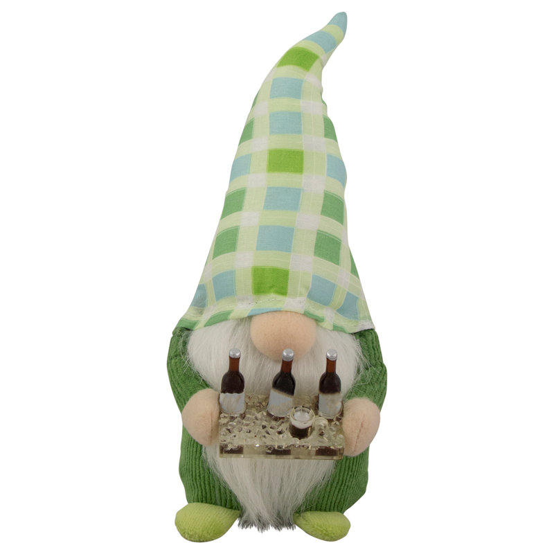9" Plaid Springtime Gnome, Green/Blue
