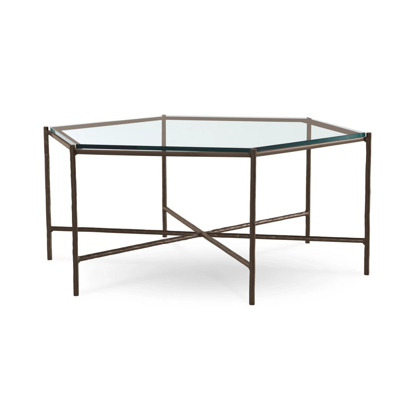 Athena Glass Top Coffee Table, Marrone Antico, Clear, Glass