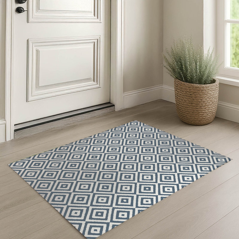 Ikat Eye Indoor Doormat, Blue, 48" W x 72" L