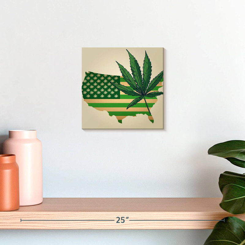 Marijuana Leaf USA Map, 10" H x 10" W