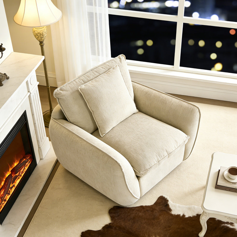 Fauteuil d'appoint pivotant surdimensionné, Brun